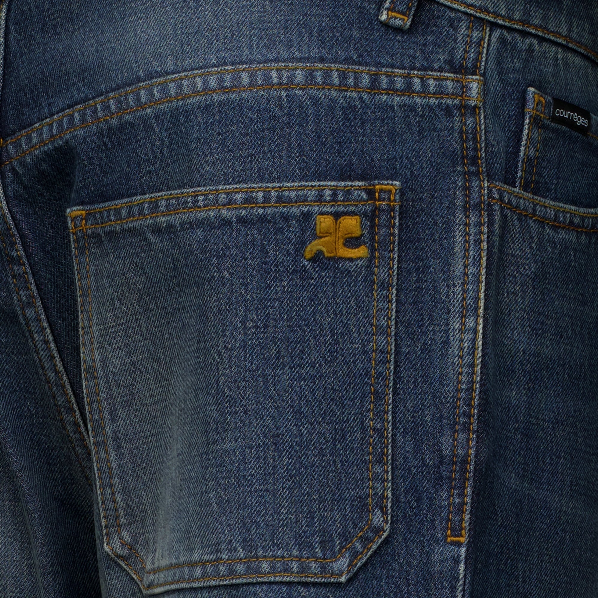 Pantalons Pantalon droit en denim vintage Courrèges Bleu foncé Femme