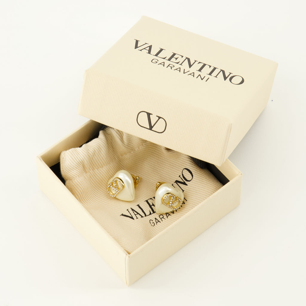 Bijoux Vlogo Metall Ohrringe mit Perlen und Swarovski® Kristallen Valentino Garavani Doré Femme