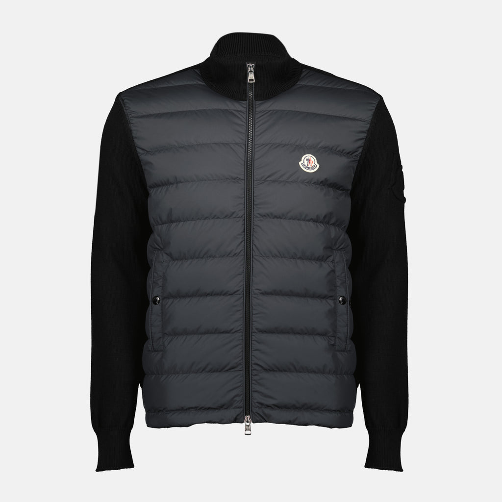 Image de l'article Cardigan zippée en coton noir de la marque Moncler pour Homme - Saison Printemps-Été 2026 - Vue de Face