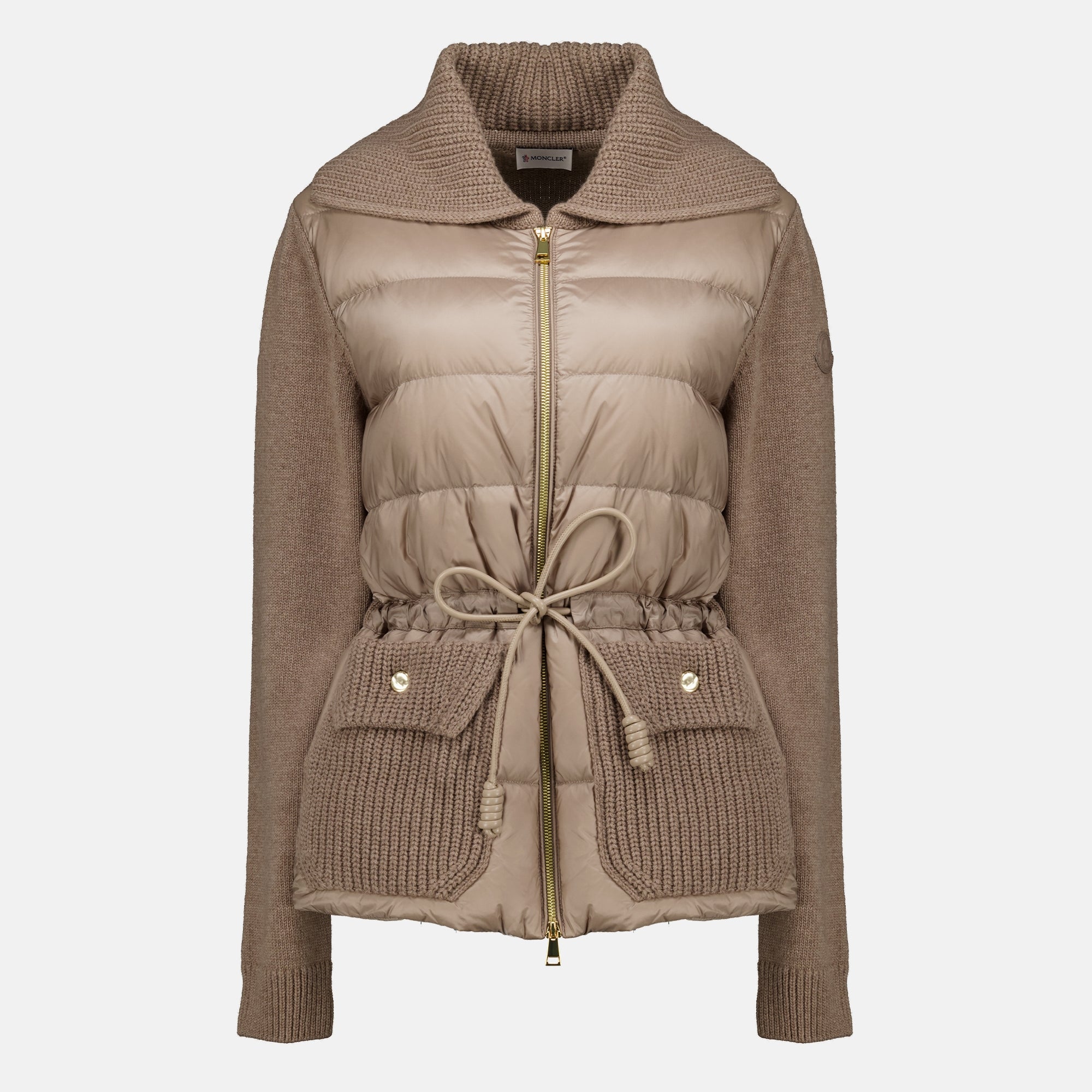 Vestes Cardigan zippé avec ceinture beige Moncler Beige Femme