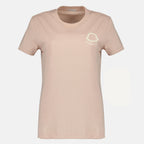 T-shirts T-Shirt de Algodão com Logo Bordado em Rosa Moncler Rose Femme