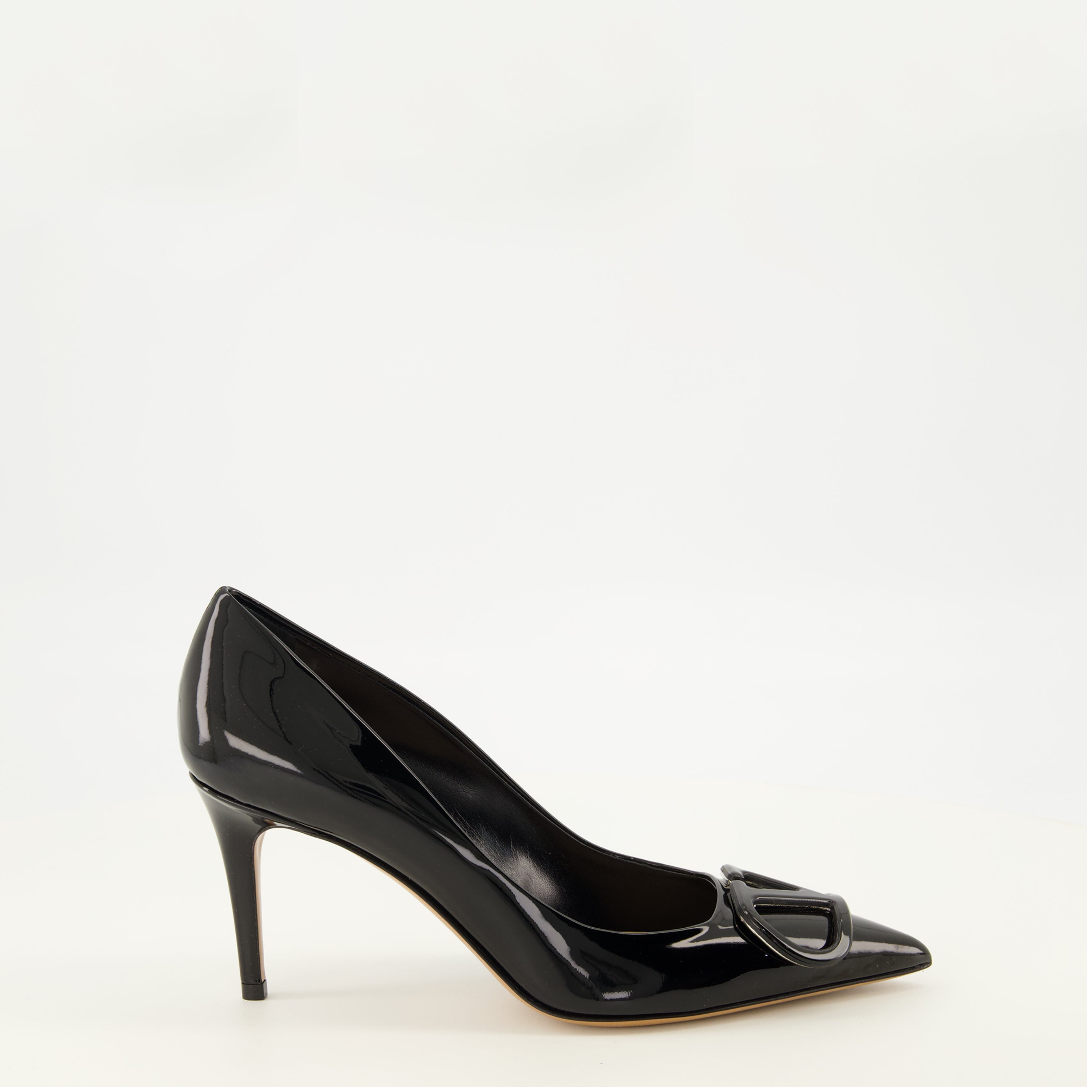 Escarpins Escarpins VLogo en cuir verni noir Valentino Garavani Noir Femme