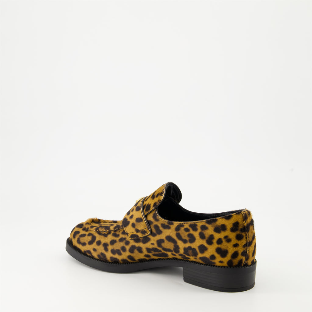 Mocassins Mocassins en velours léopard Prada Marron Femme