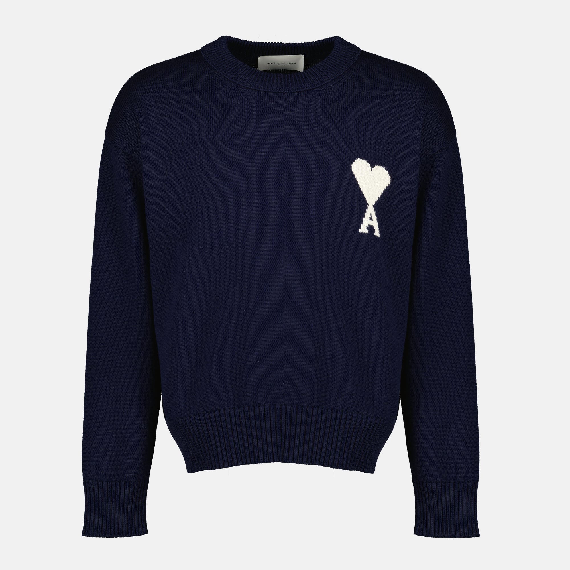 Image de l'article Pull AMI de coeur bleu marine de la marque Ami PARIS pour Unisex - Saison Printemps-Été 2026 - Vue de Face