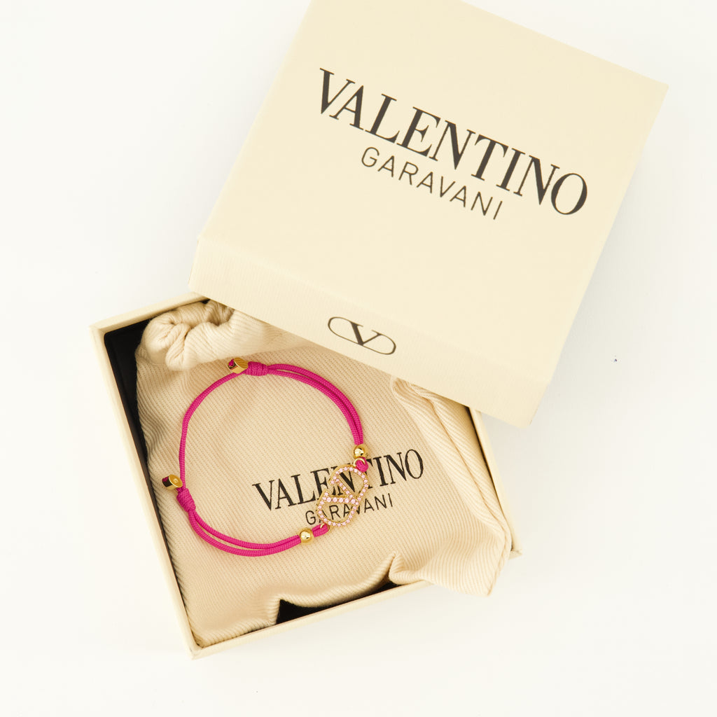 Bijoux Pulseira VLogo em Algodão e Cristais Swarovski® Rosa Valentino Garavani Rose Femme