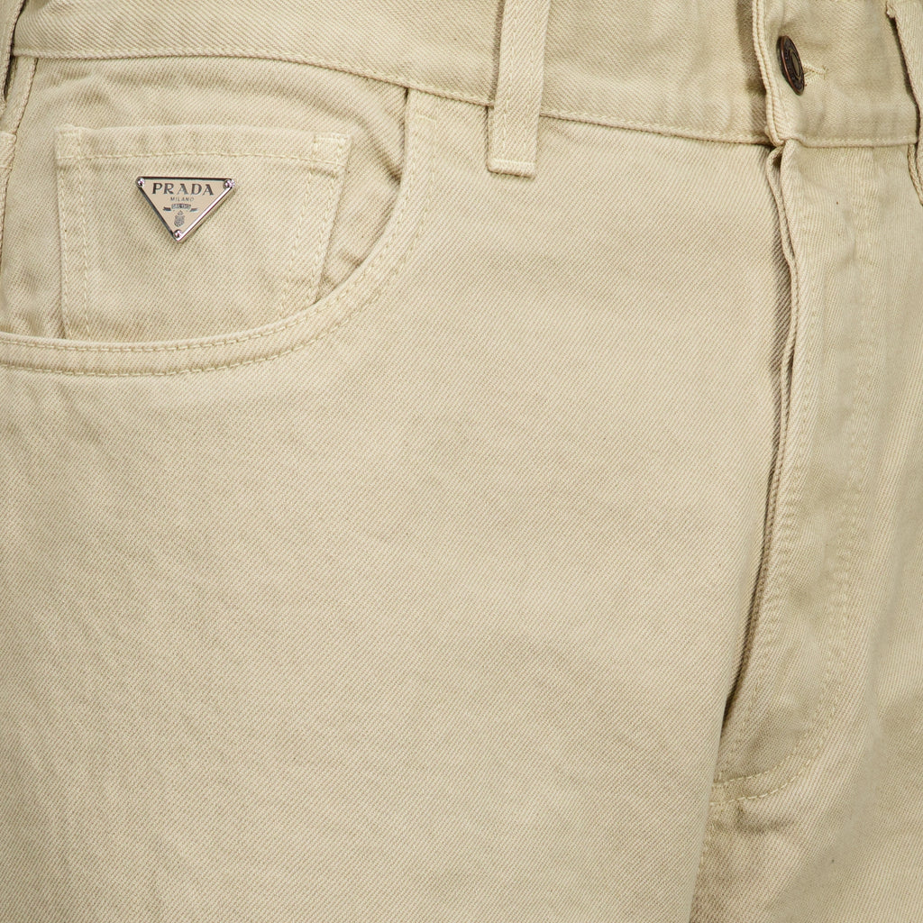 Pantalons Calças de Denim Bege Prada Beige Homme