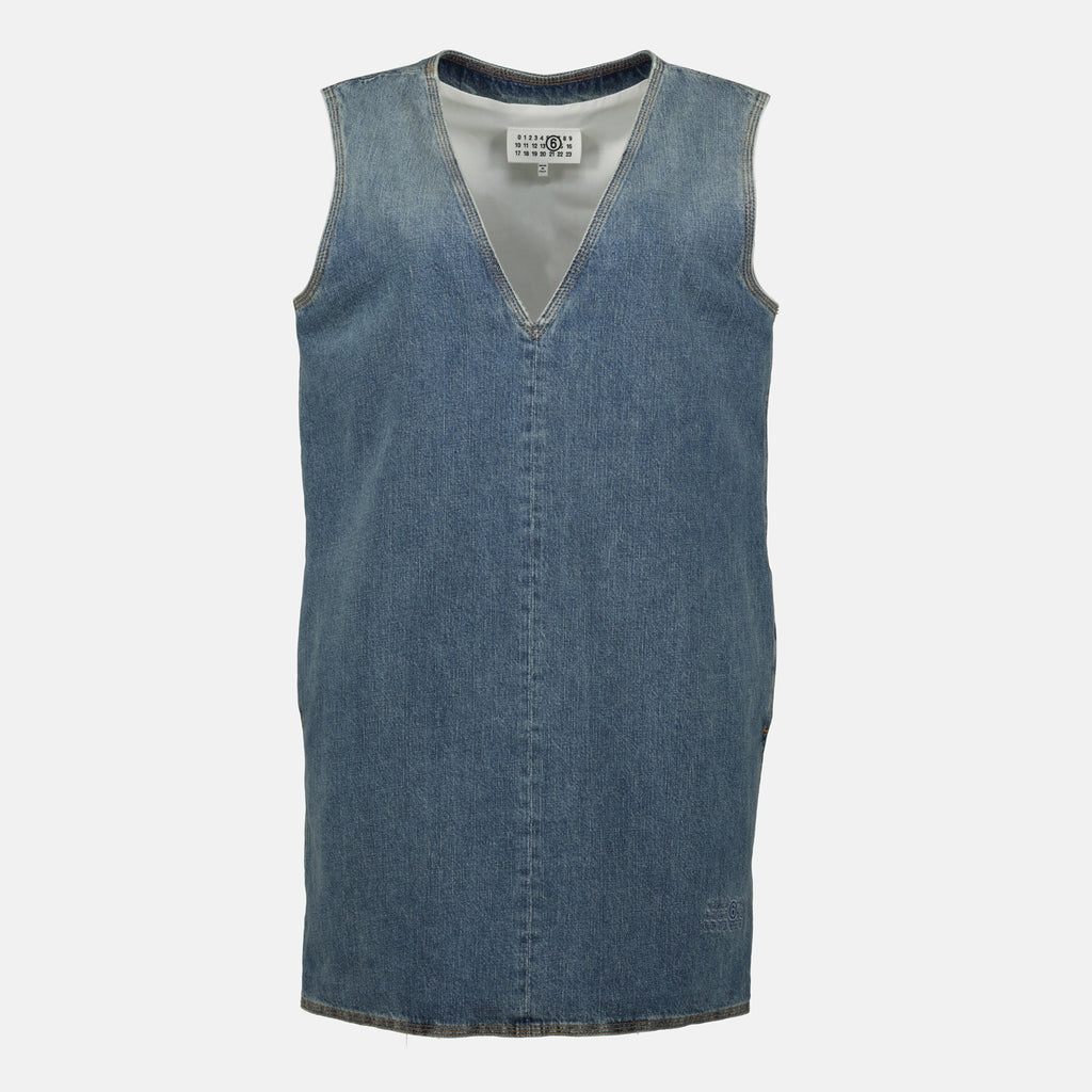 Image of the Mm6 brand women's denim dress - Fall-Winter 2025 - Front View