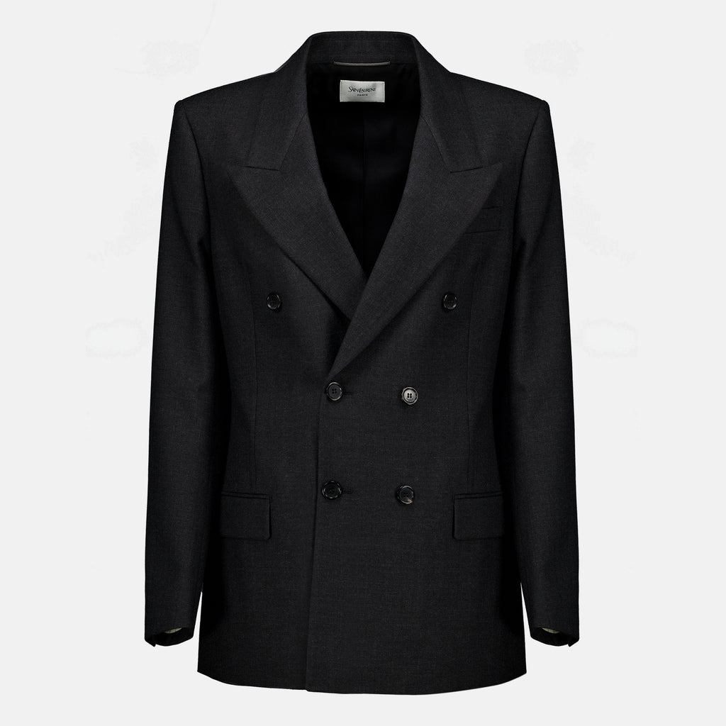 Vestes Schwarzer Woll-Blazer Saint Laurent Noir Homme