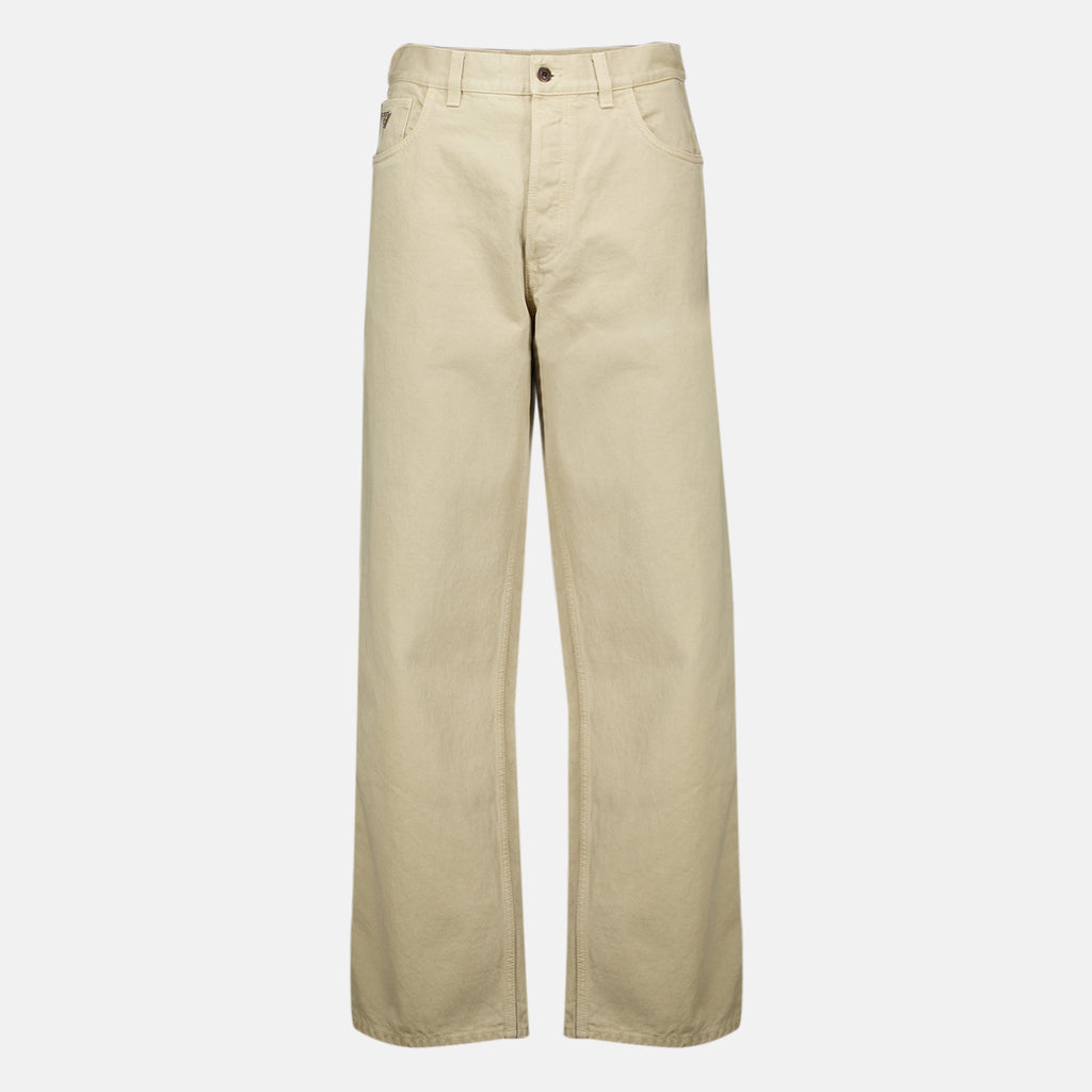 Pantalons Calças de Denim Bege Prada Beige Homme