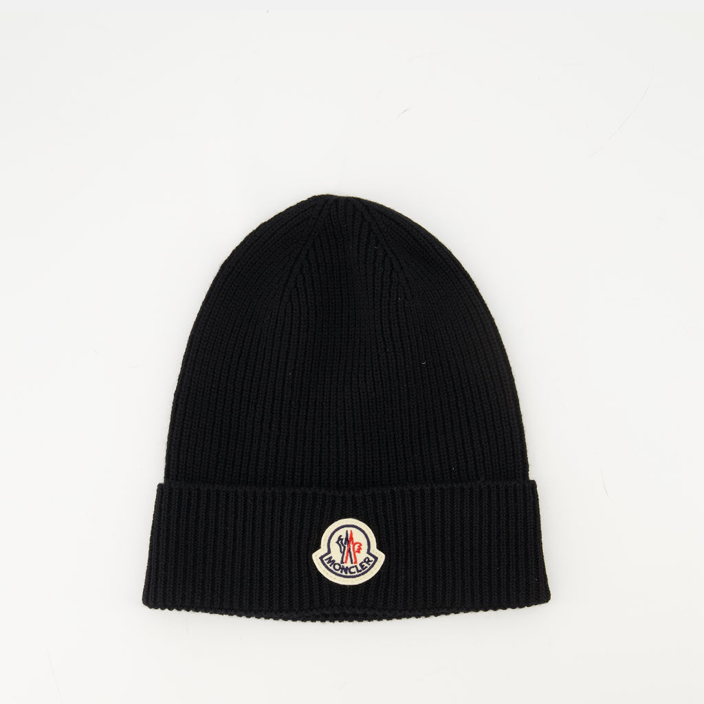 Image of the Moncler Men's Wool Beanie - Fall-Winter 2025 - Front View