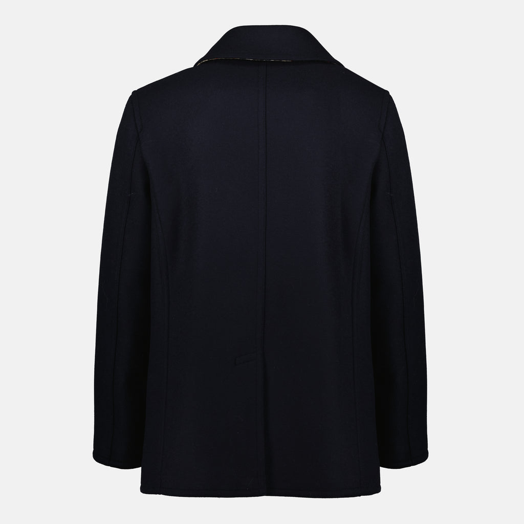 Image de l'article Caban bleu en laine de la marque Burberry pour Homme - Saison Automne-Hiver 2025 - Vue de Dos