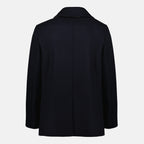 Imagen del abrigo azul de lana de la marca Burberry para hombre - Temporada Otoño-Invierno 2025 - Vista trasera