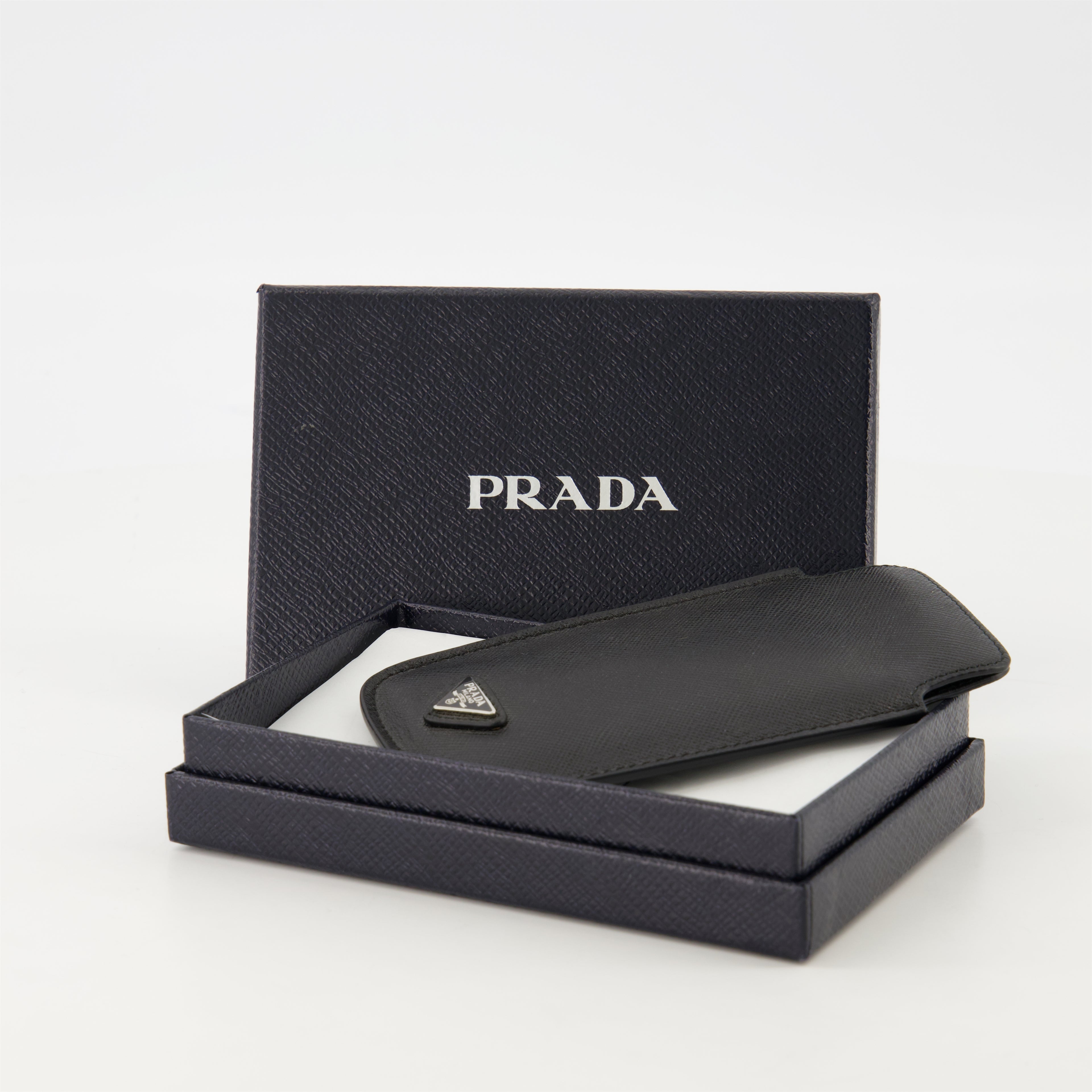 Lifestyle Étui en cuir Saffiano Prada Noir Unisexe