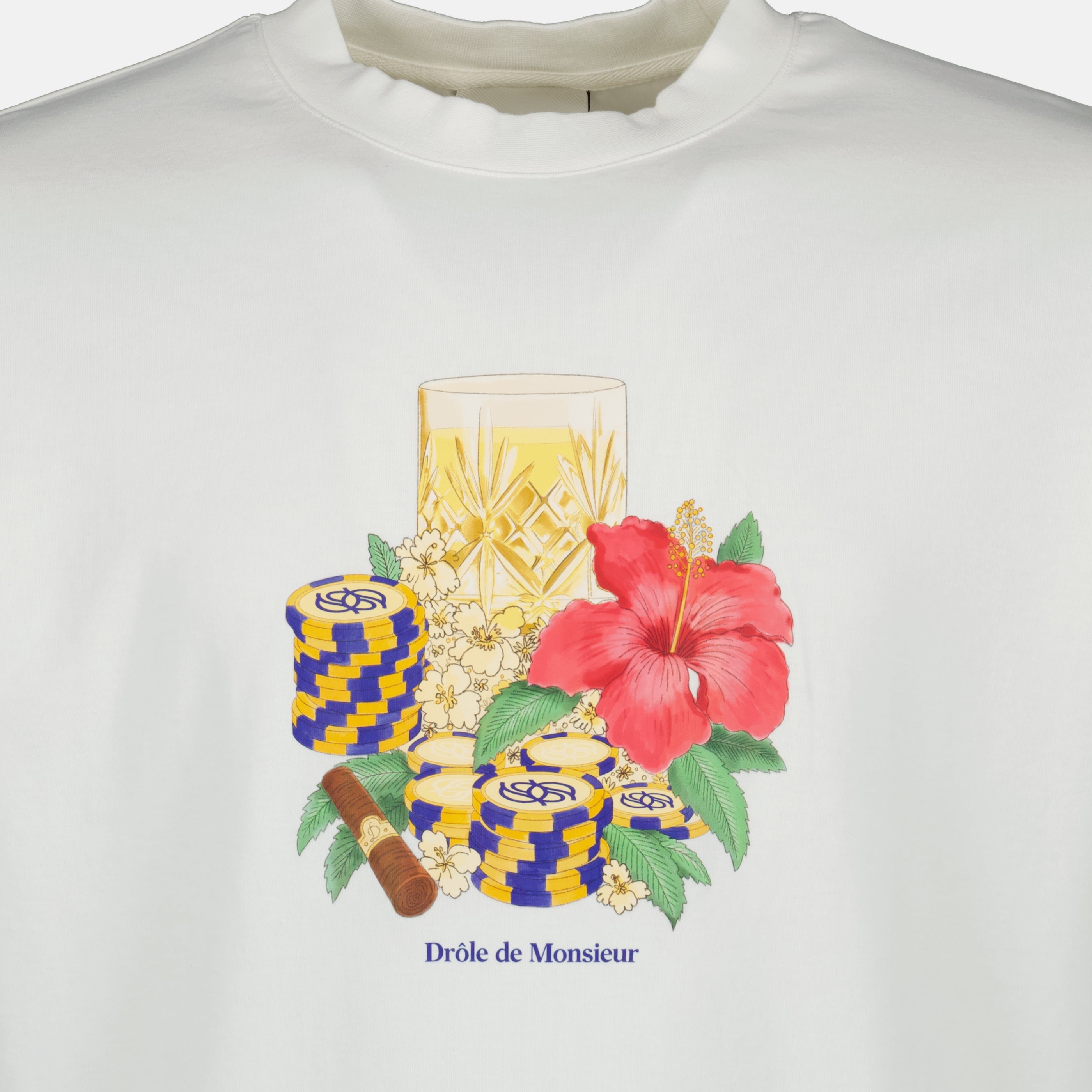Imagem do artigo T-shirt branca Hibiscus Club da marca Drole De Monsieur para Homem - Temporada Primavera-Verão 2026 - Vista Detalhada_2