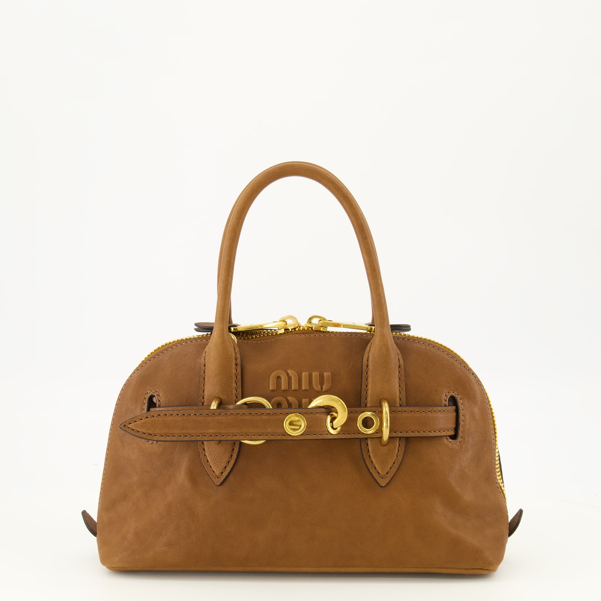 Sacs à main et épaule Sac Aventure en cuir marron Miu Miu Marron Femme