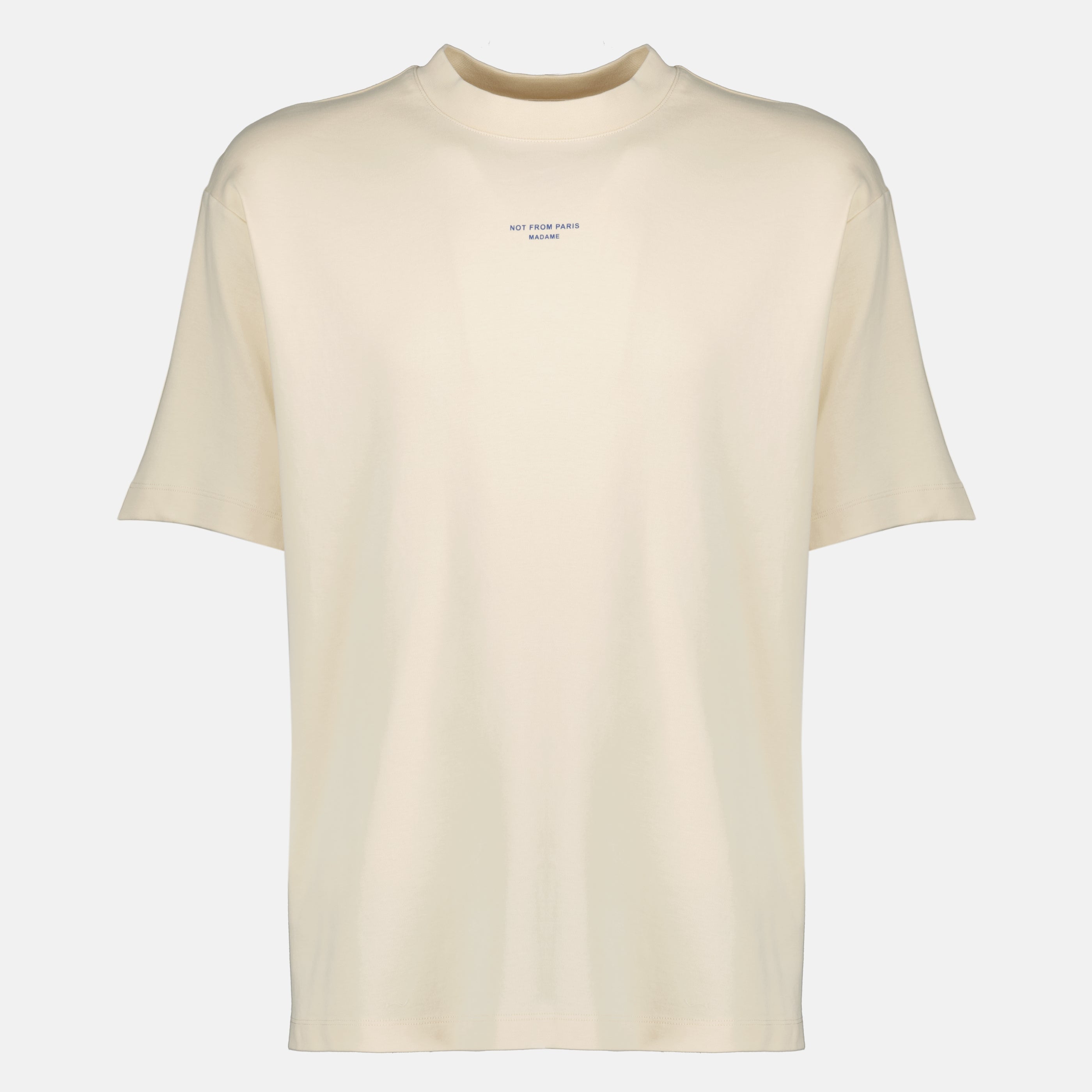 ブランドDrole De Monsieurの男性用ベージュスローガンTシャツの記事の画像 - 春夏2026 - 正面ビュー