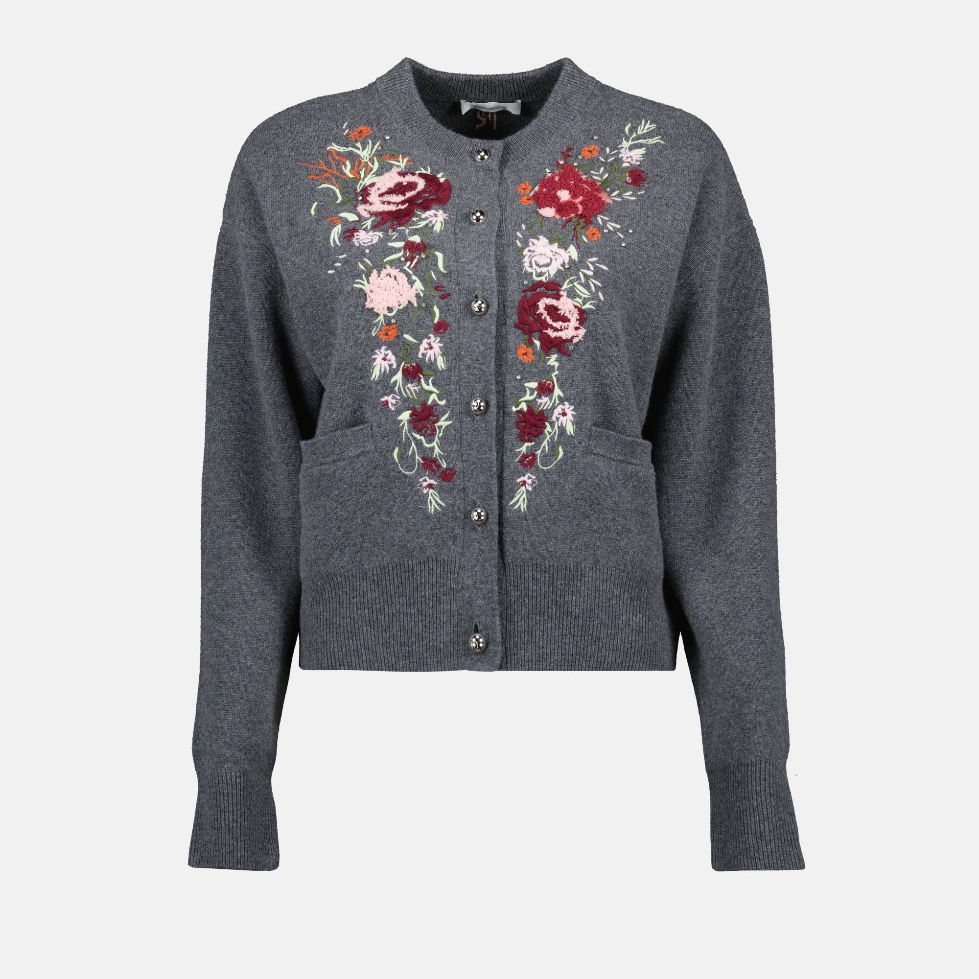 Maille Cardigan en laine et cachemire Rabanne Gris Femme