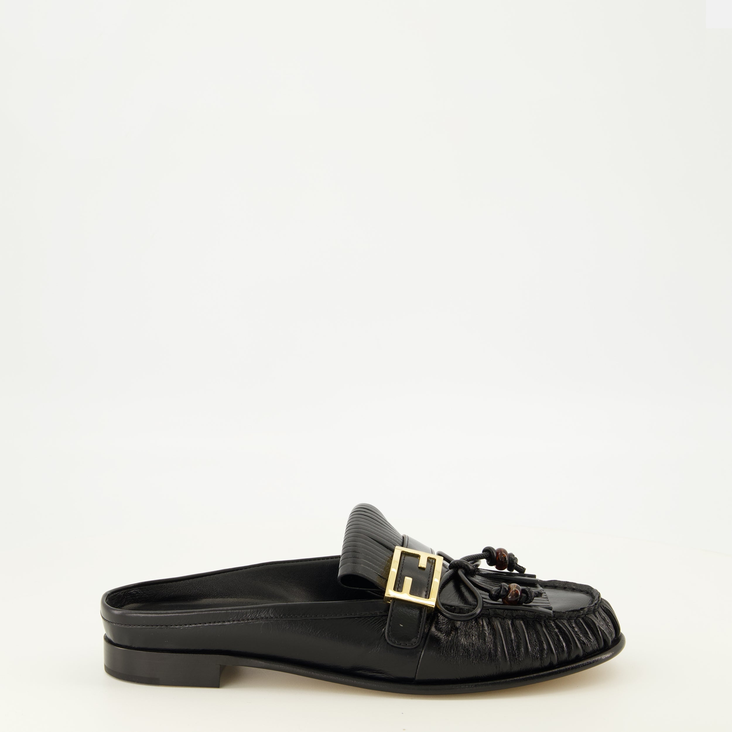 Chaussures ouvertes Schwarze Leder Baguette Mules Fendi Noir Femme