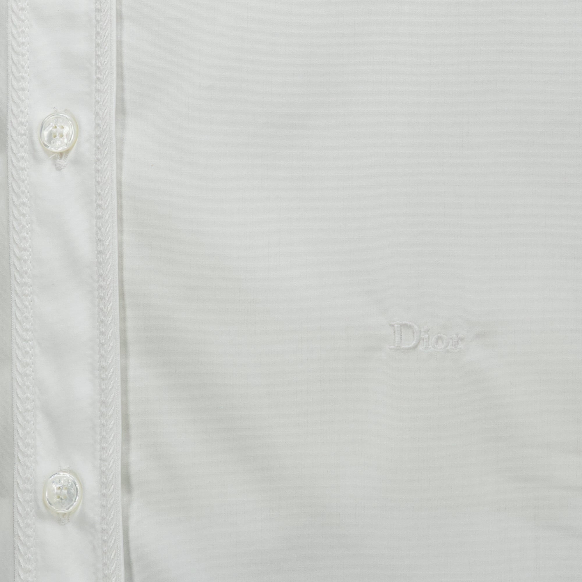 Chemises Camisa Branca com Bordado Moulures Dior Blanc Homme