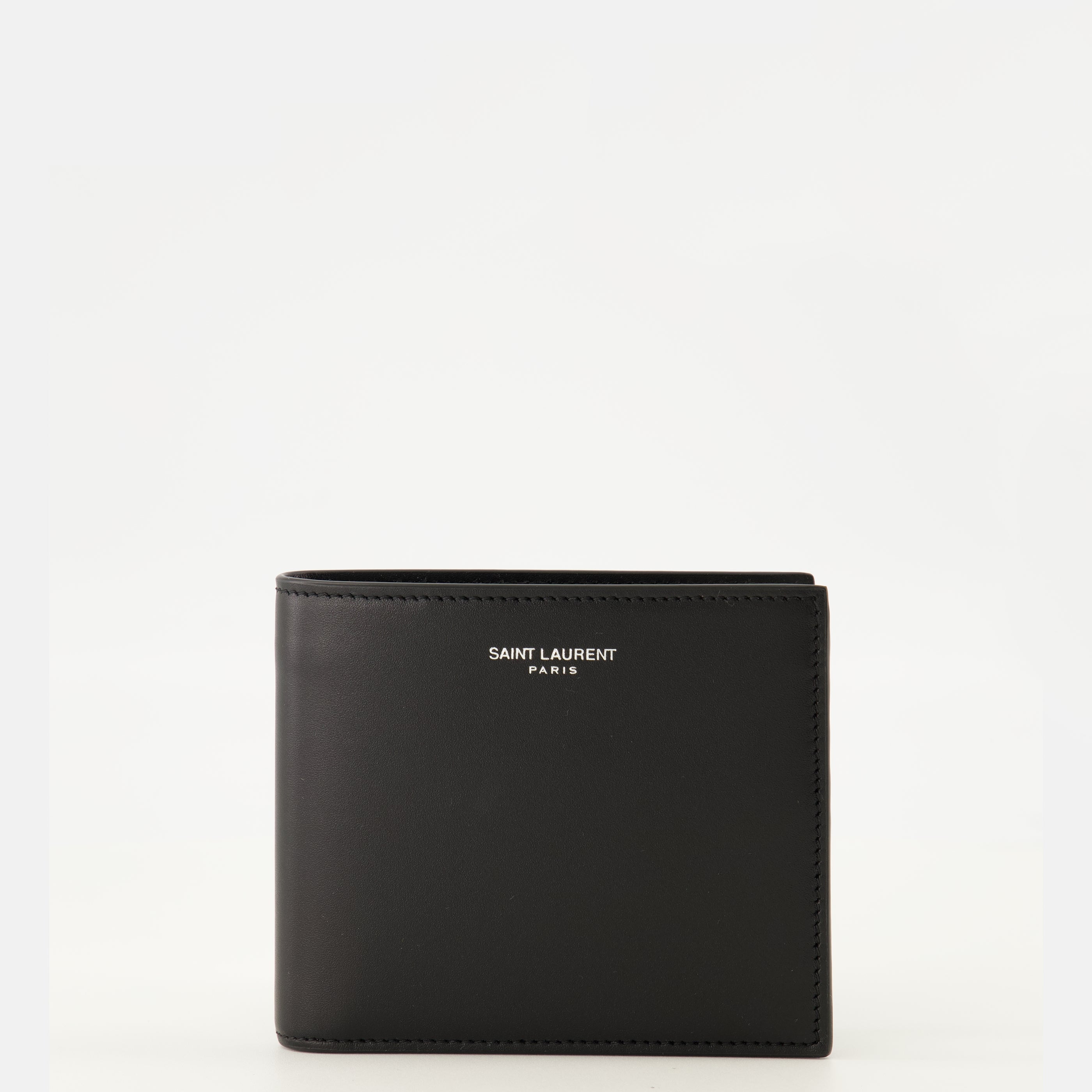 Image de l'article Portefeuilles Saint Laurent Paris en cuir noir de la marque Saint Laurent pour Homme - Saison Printemps-Été 2026 - Vue de Face