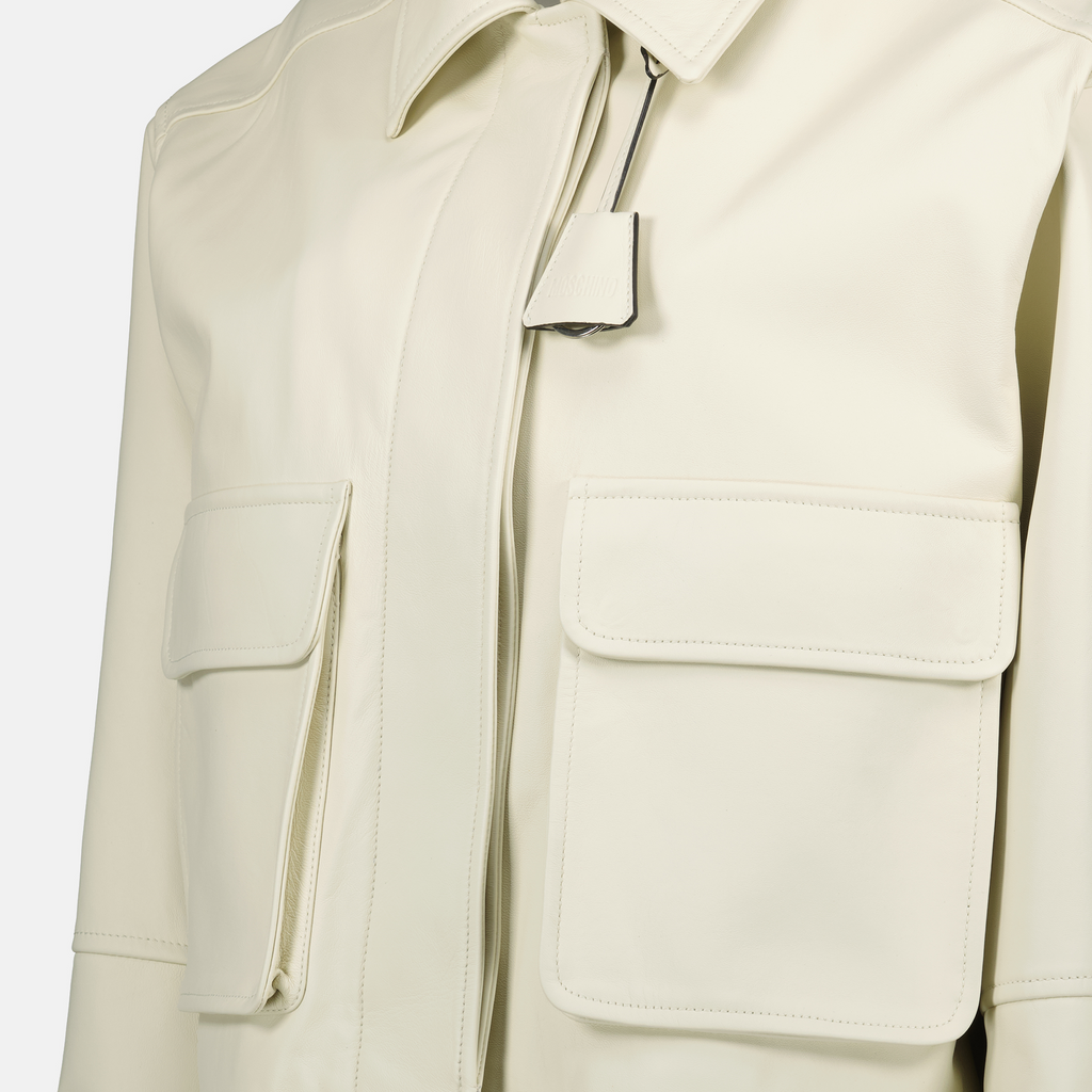 Manteaux Blouson en cuir Moschino Blanc Femme