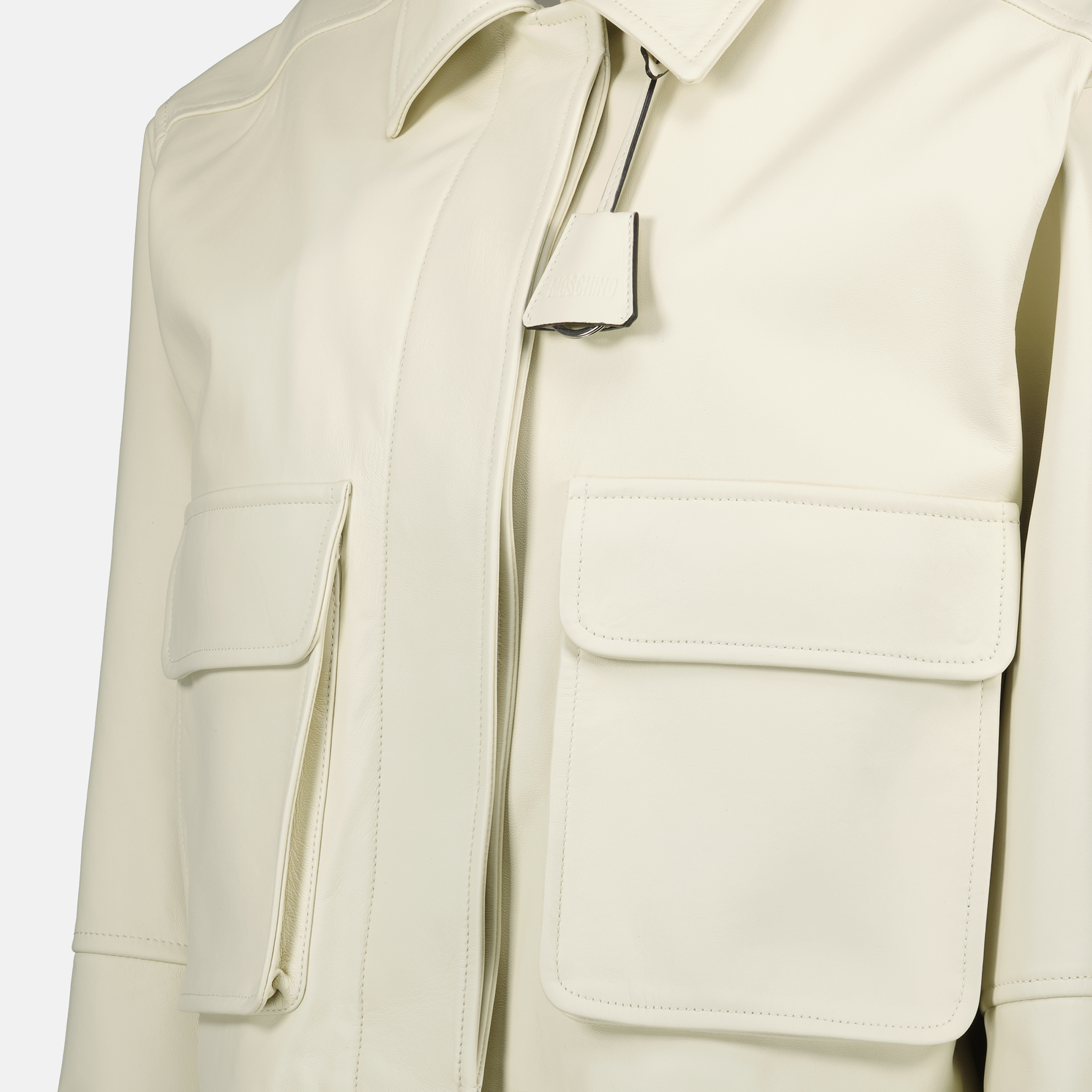 Manteaux Blouson en cuir Moschino Blanc Femme