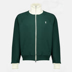 Sweatshirts Giacca in Cotone Verde con Zip Ami PARIS Vert Unisexe