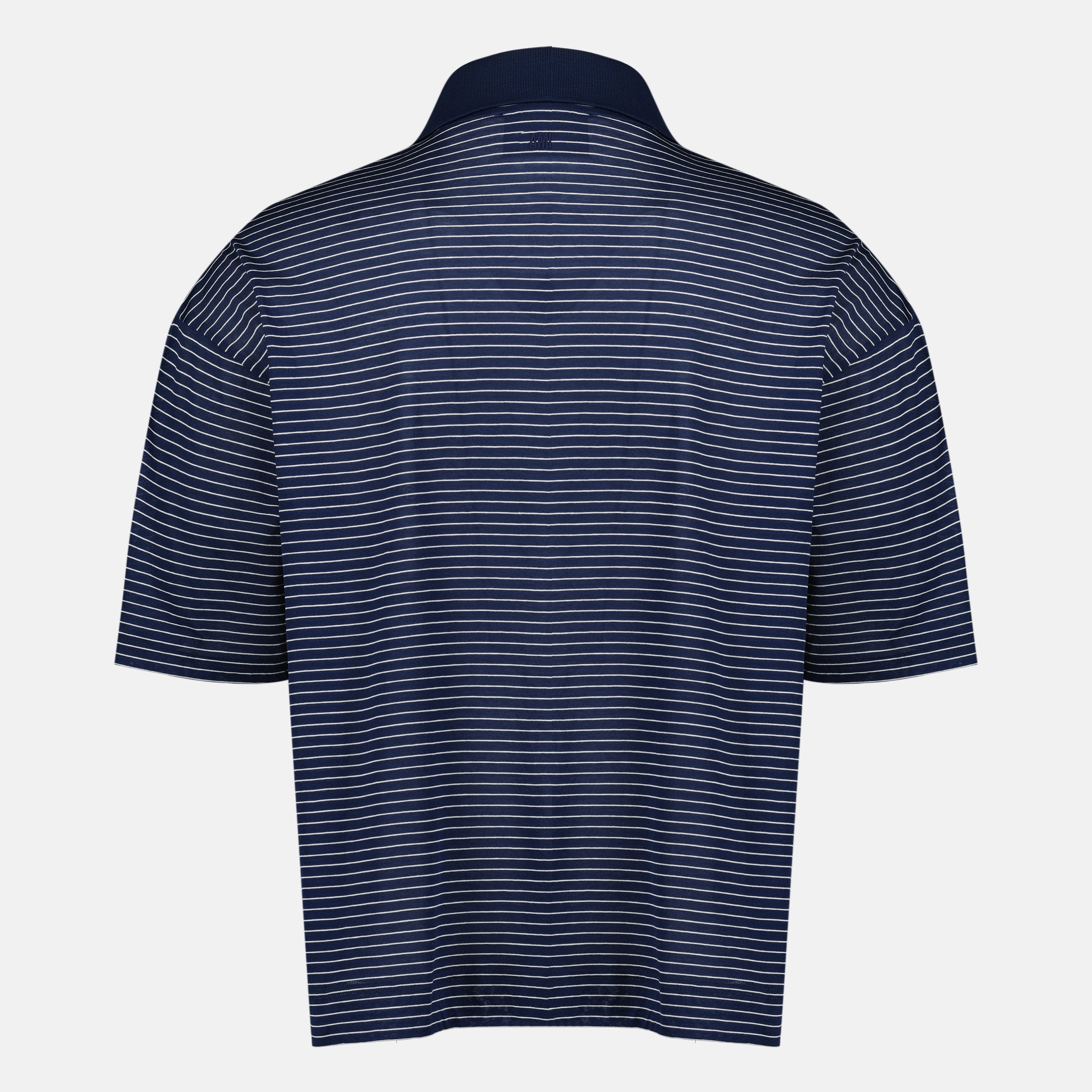 Image de l'article Polo en coton bleu marine à rayures de la marque Ami PARIS pour Unisex - Saison Printemps-Été 2026 - Vue de Dos