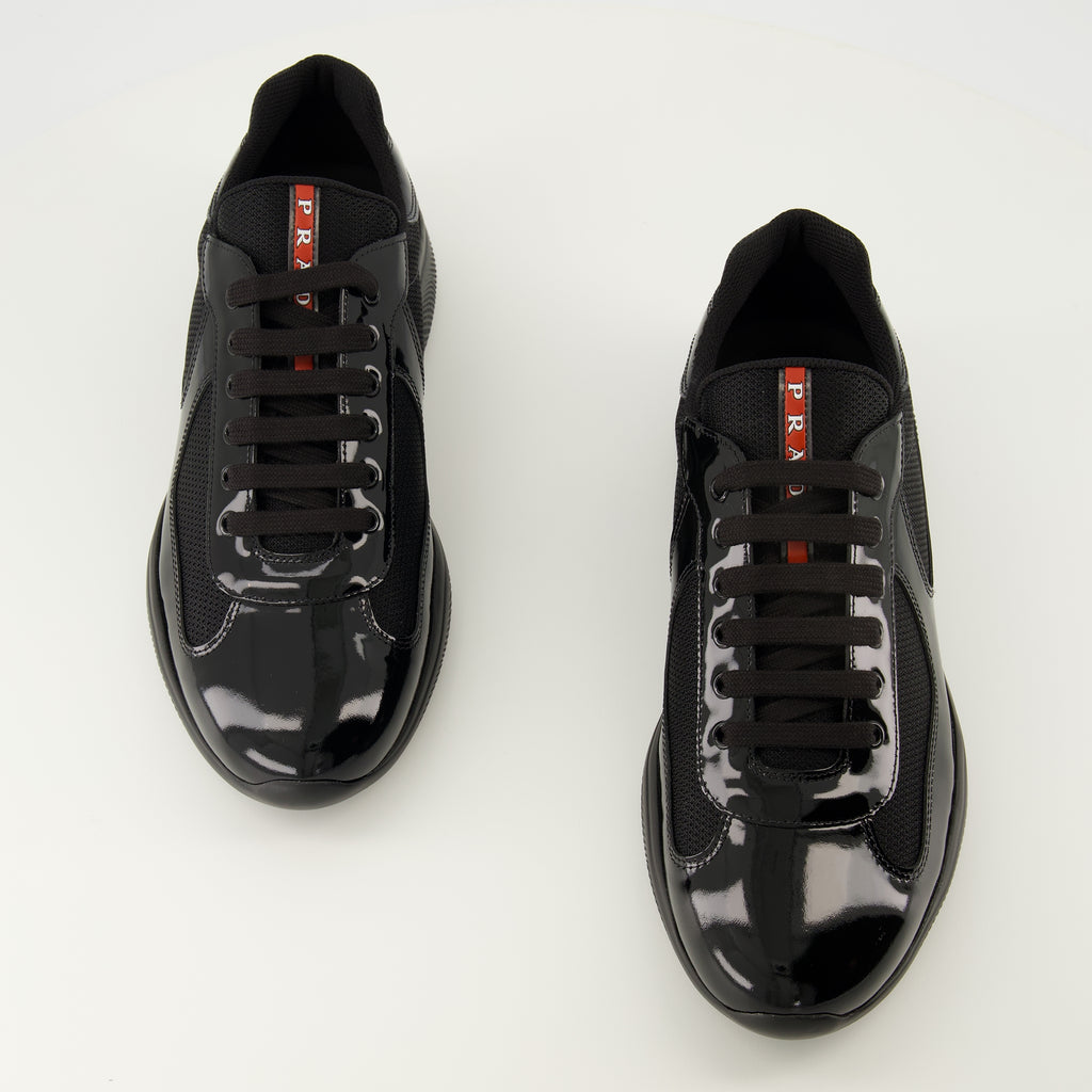 Image de l'article Baskets Prada America's cup noir de la marque Prada pour Homme - Saison Printemps-Été 2026 - Vue de dessus paire de chaussure
