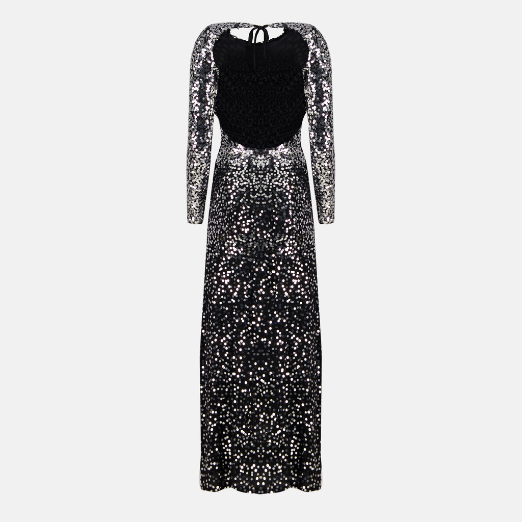 Image de l'article Robe longue à sequins noir de la marque Rabanne pour Femme - Saison Printemps-Été 2026 - Vue de Dos