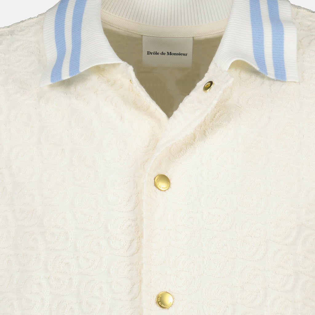 Immagine della camicia bianca con monogramma Drole De Monsieur per uomo - Stagione Primavera-Estate 2026 - Vista dettagliata_1
