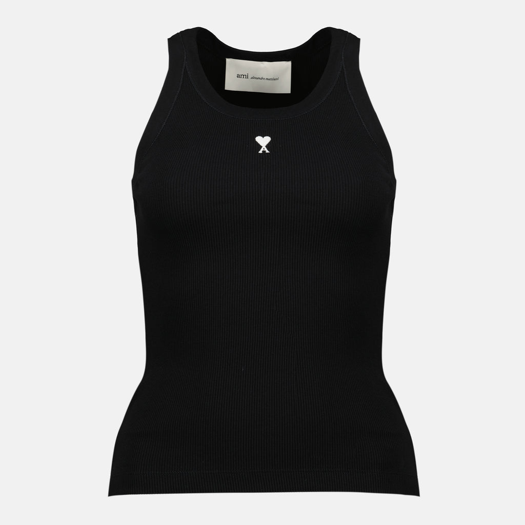 Immagine del top nero Ami de coeur del marchio Ami PARIS per Donna - Stagione Primavera-Estate 2026 - Vista Frontale