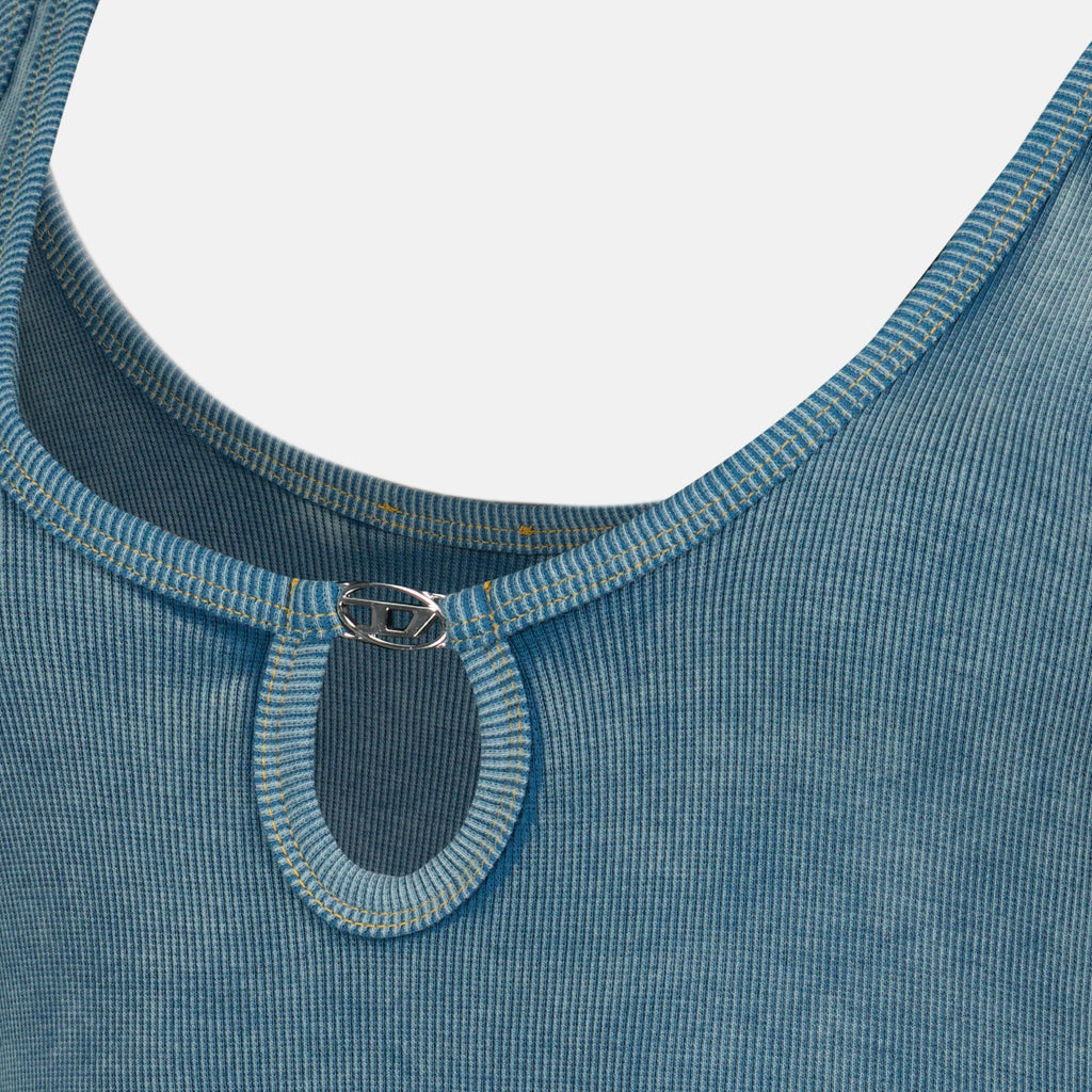 여성을 위한 Diesel 브랜드의 파란색 Maura 면 바디수트 이미지 - 2026 봄-여름 시즌 - 상세 보기_1