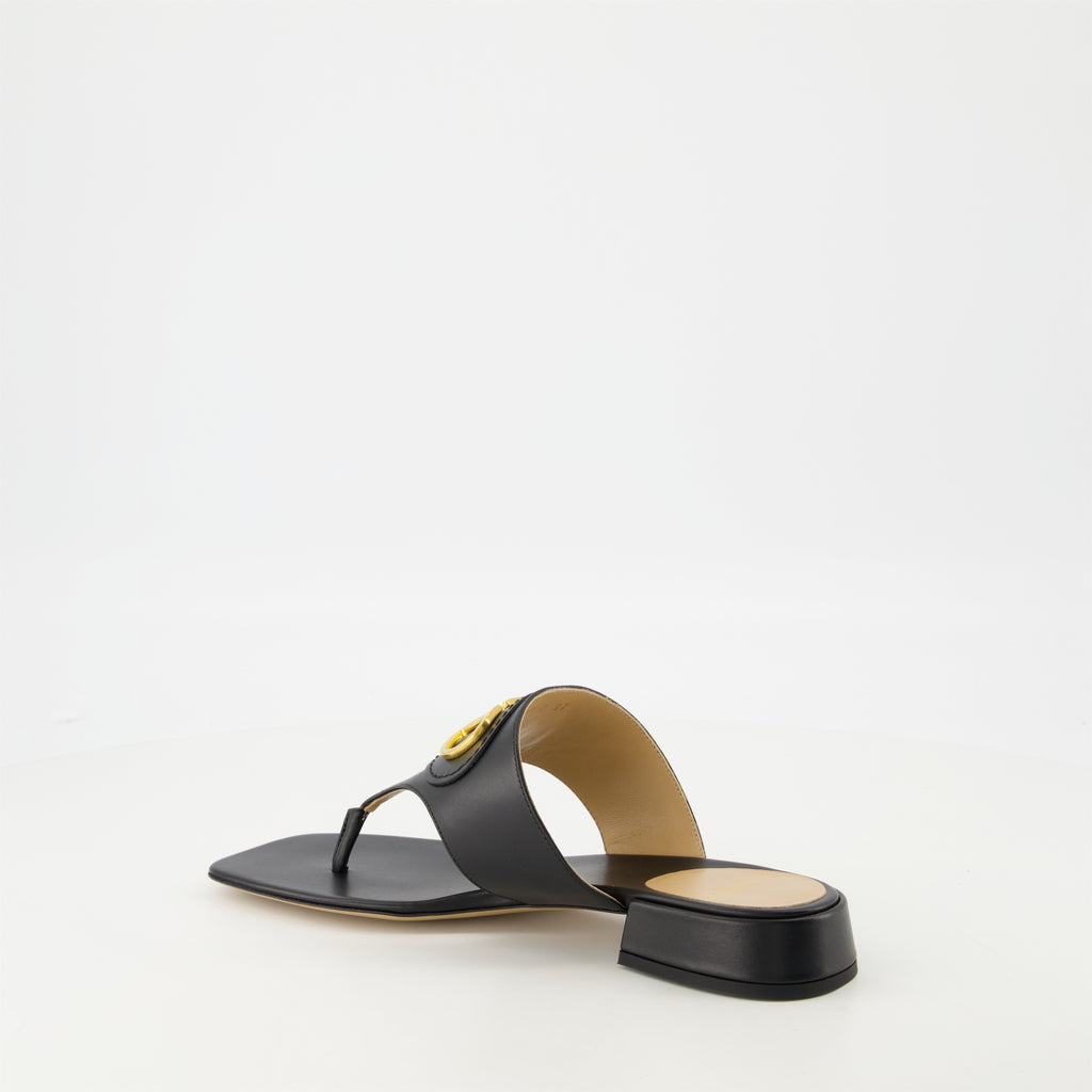 Zapatos abiertos Sandalias de Cuero VLogo Valentino Garavani Negro Femme