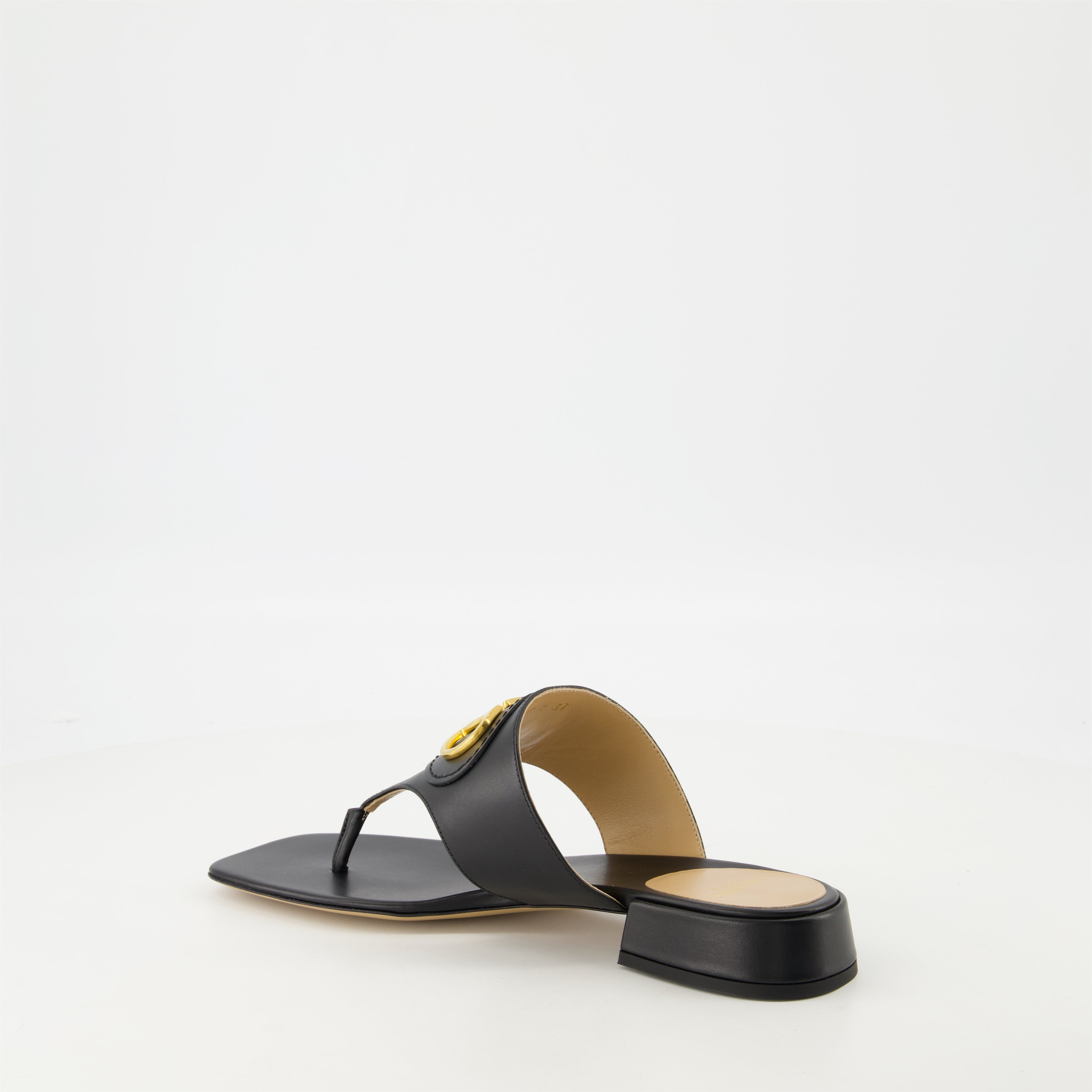 Zapatos abiertos Sandalias de Cuero VLogo Valentino Garavani Negro Femme