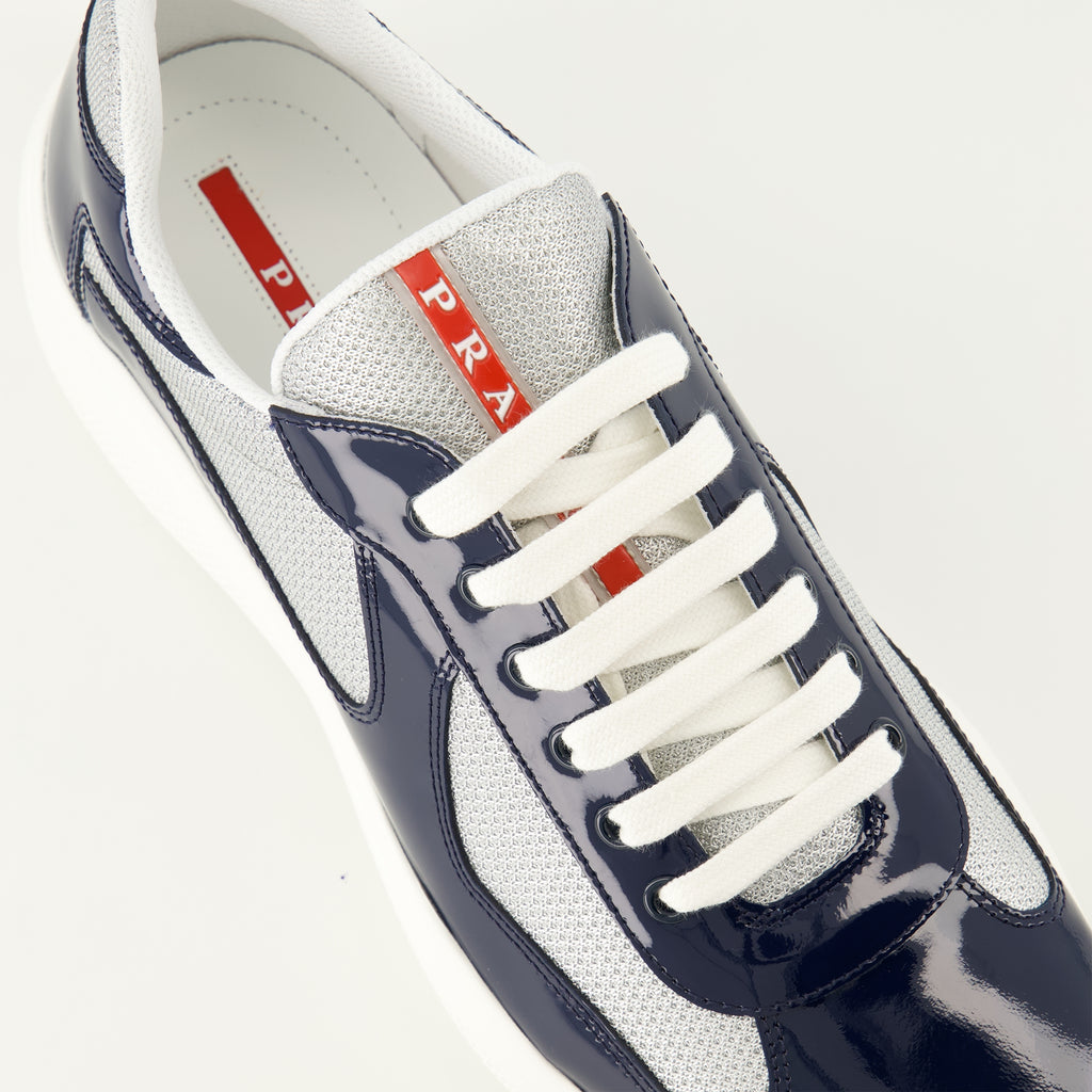 Image of the article Prada America's Cup navy blue sneakers for men - Spring-Summer 2026 - Detailed top view