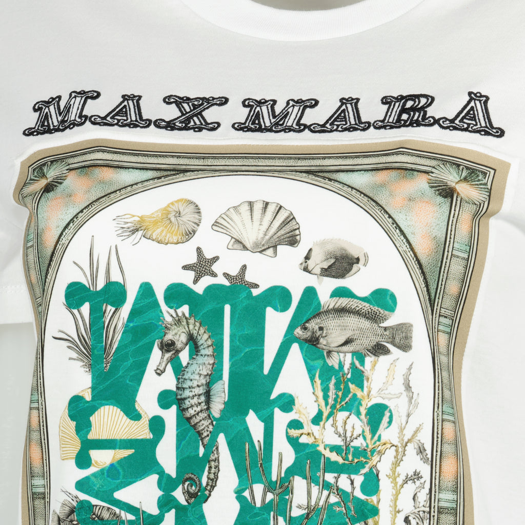 Imagem do artigo T-shirt de coton branco estampado da marca Max Mara para Mulher - Coleção Primavera-Verão 2026 - Vista Detalhada_1