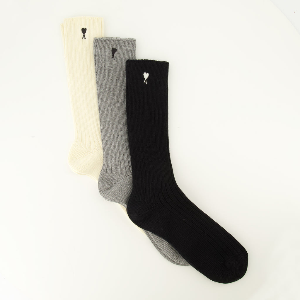 Sous-vêtements et homewear AMI ハート コットンソックスのセット 3足 Ami PARIS Noir Unisexe