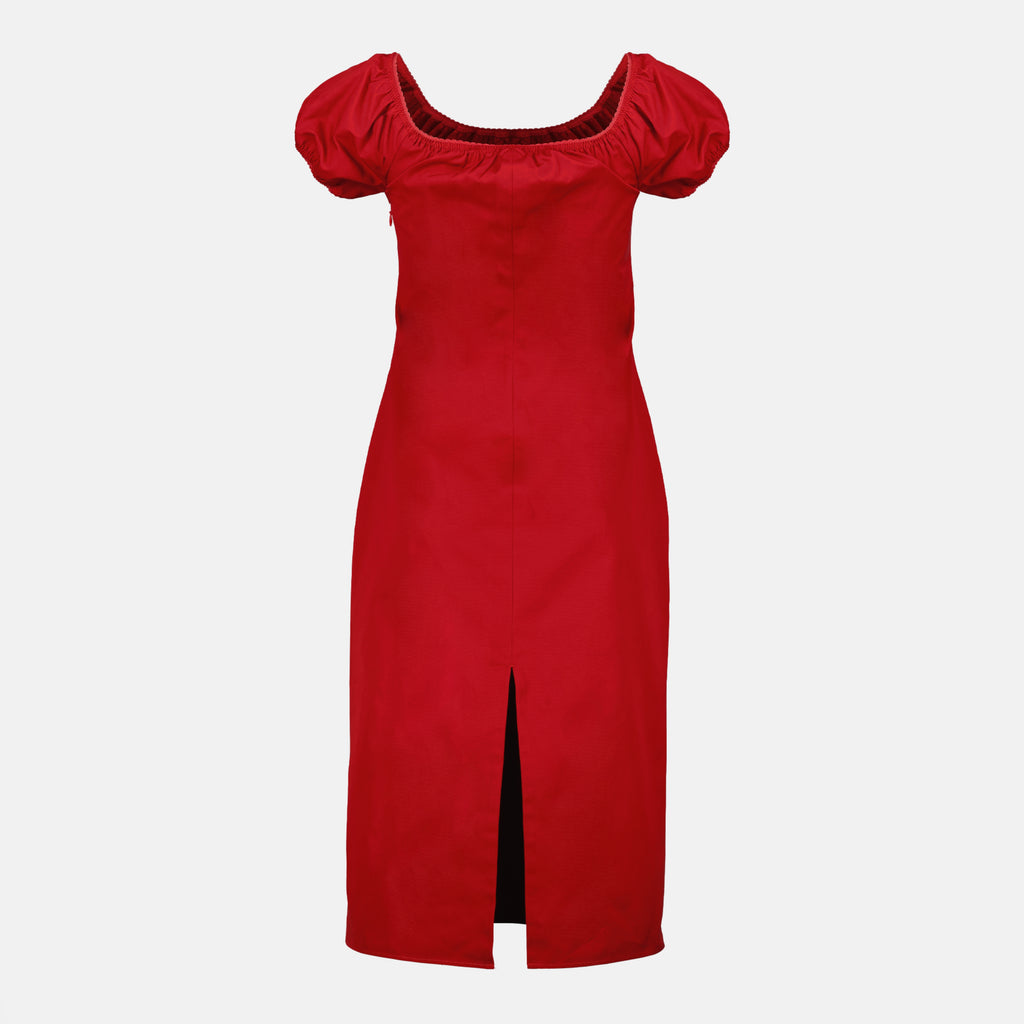 Image de l'article Robe en gabardine de coton rouge de la marque Miu Miu pour Femme - Saison Printemps-Été 2026 - Vue de Dos