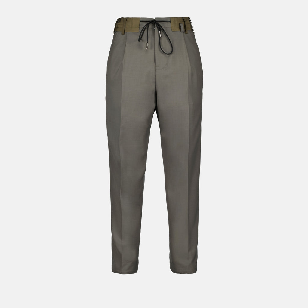 パンツ プリーツトラウザー Sacai カーキ Homme