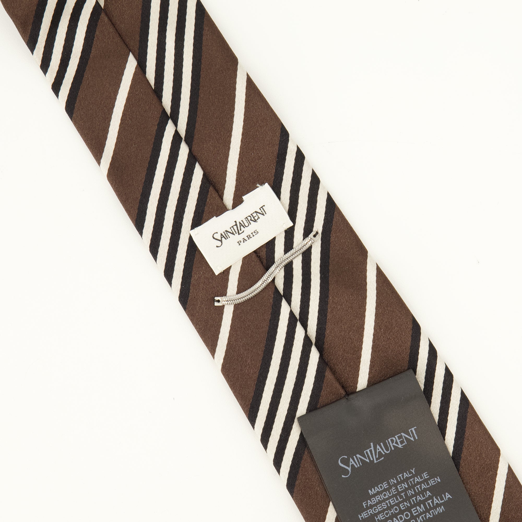 Écharpes, foulards et gants Gravata de Seda Listada Castanha Saint Laurent Marron Homme