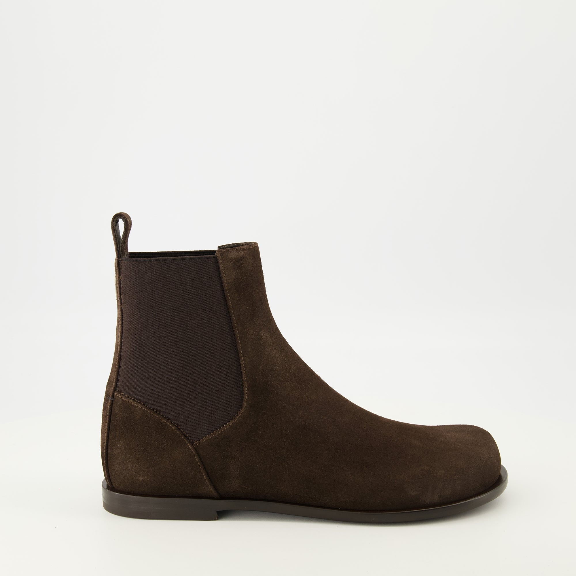 Image of the Fendi Men's Brown Chelsea FF Squared Ankle Boots - Autumn-Winter 2025 Season - Right Side View