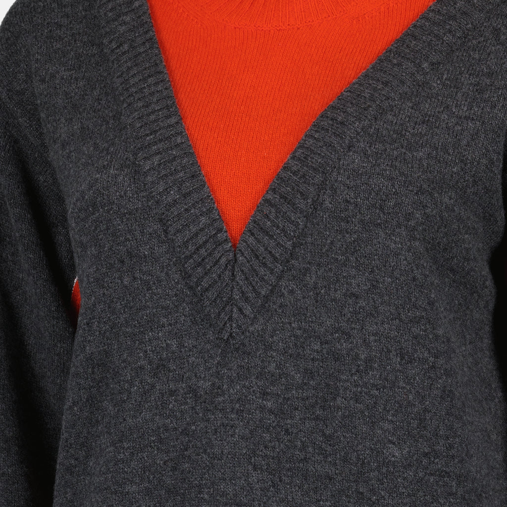 Bild des zweifarbigen Wollpullovers der Marke Rabanne für Frauen - Herbst-Winter 2025 - Detailansicht_1