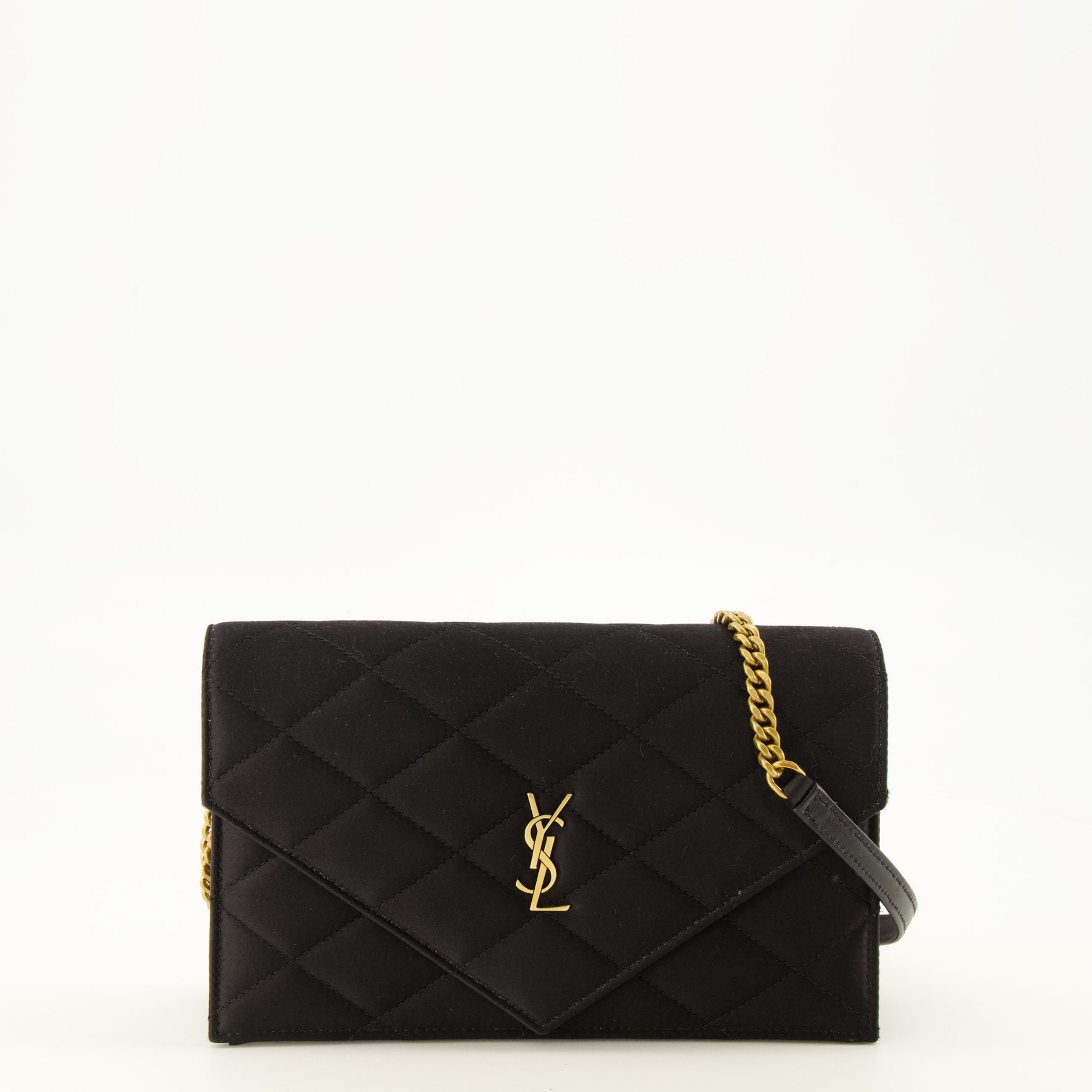 Sacs à main et épaule ブラックサテンチェーン付きパリウォレット Saint Laurent Noir Femme