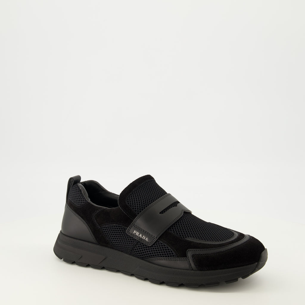 Baskets プラクス ブラック メッシュ スニーカー Prada Noir Homme