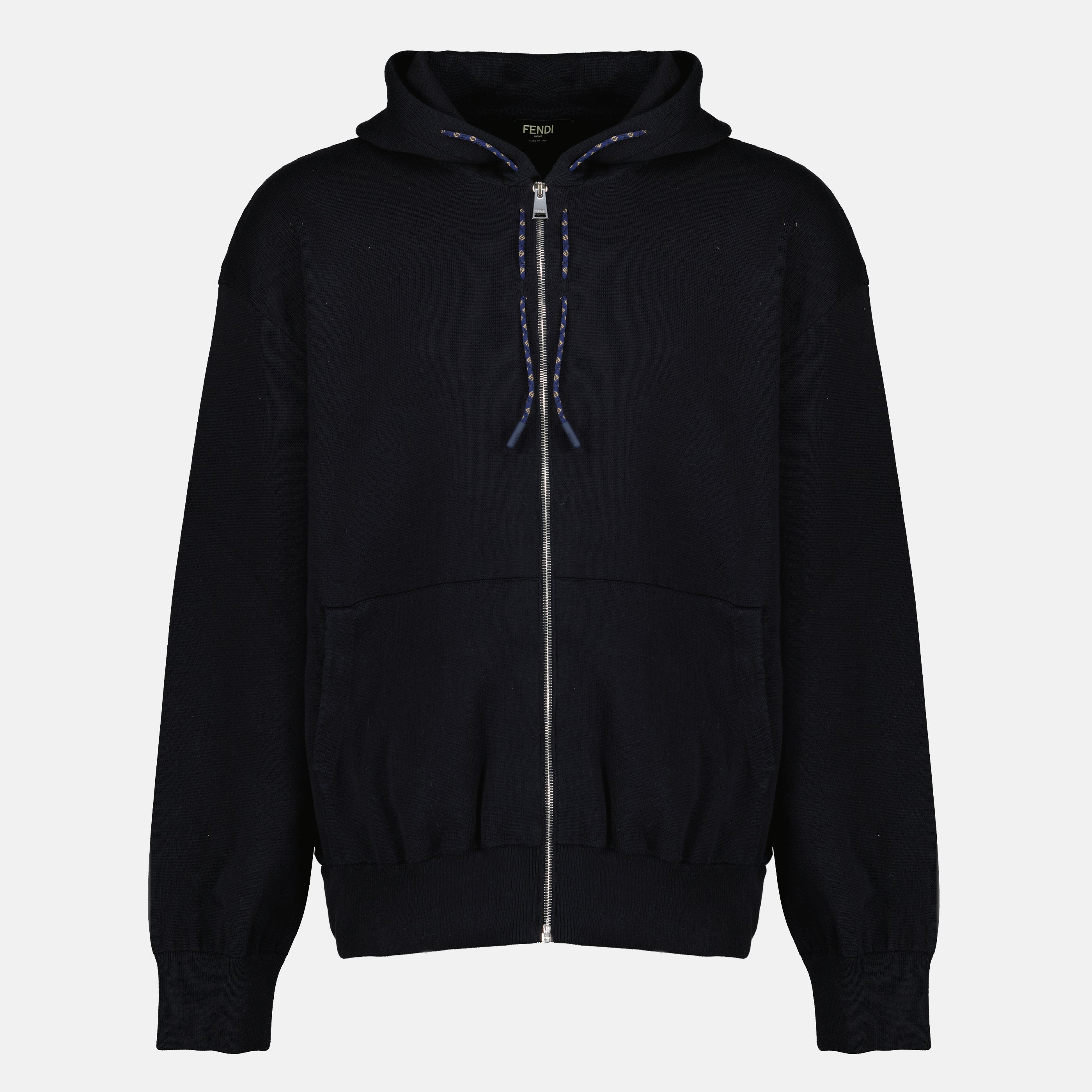 Image de l'article Sweatshirt zippé en cachemire bleu de la marque Fendi pour Homme - Saison Printemps-Été 2026 - Vue de Face