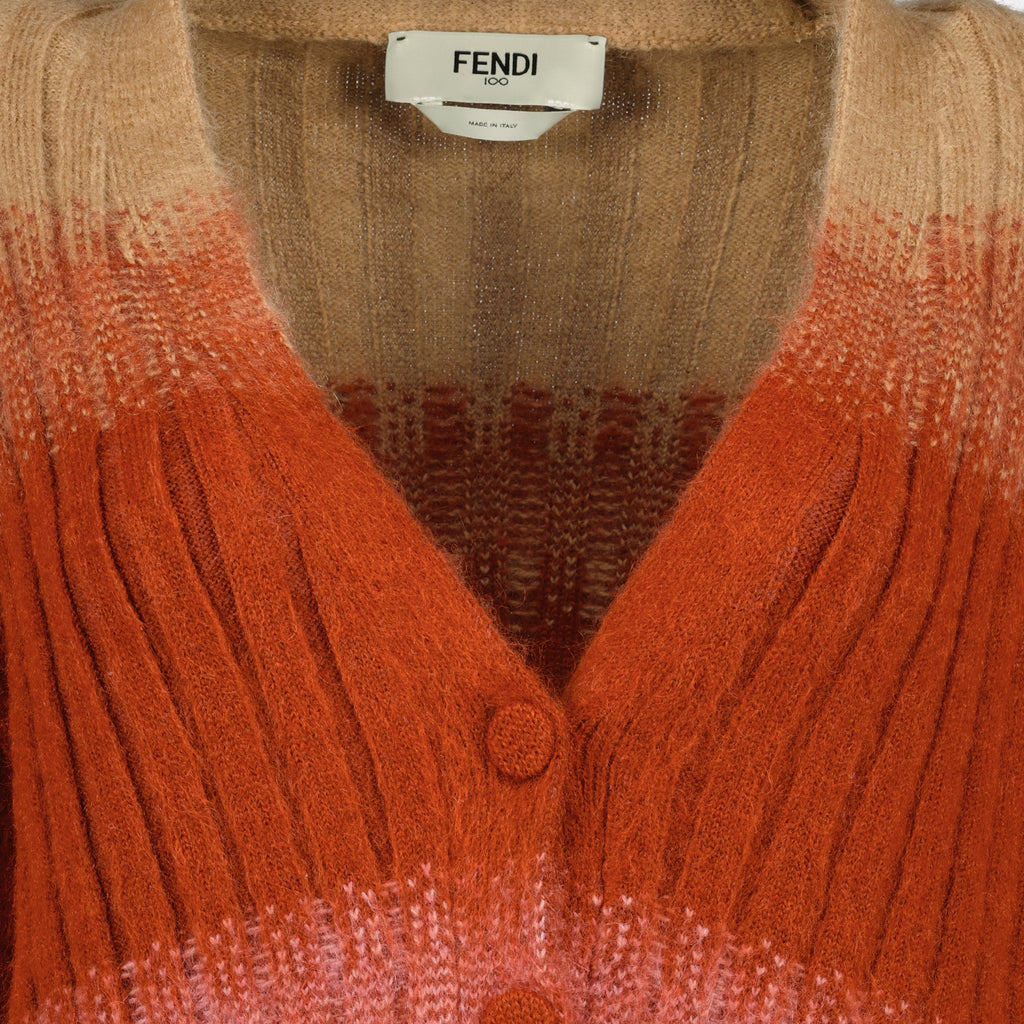 Imagem do cardigan em mohair e lã multicolorido da marca Fendi para Mulheres - Temporada Outono-Inverno 2025 - Vista Detalhada_2