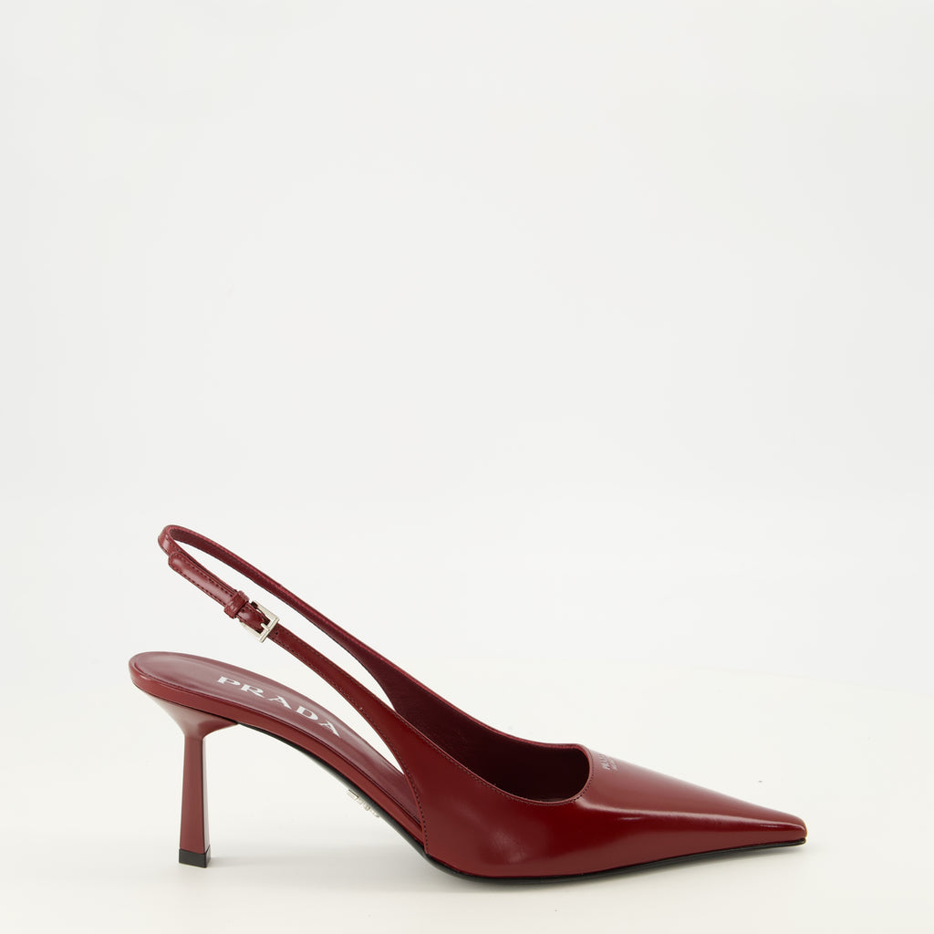 Escarpins 赤いパテントレザーのヒール Prada Rouge Femme
