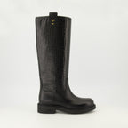 Imagen de las botas Filo de cuero negro de Fendi para mujer - Temporada Otoño-Invierno 2025 - Vista lateral derecha