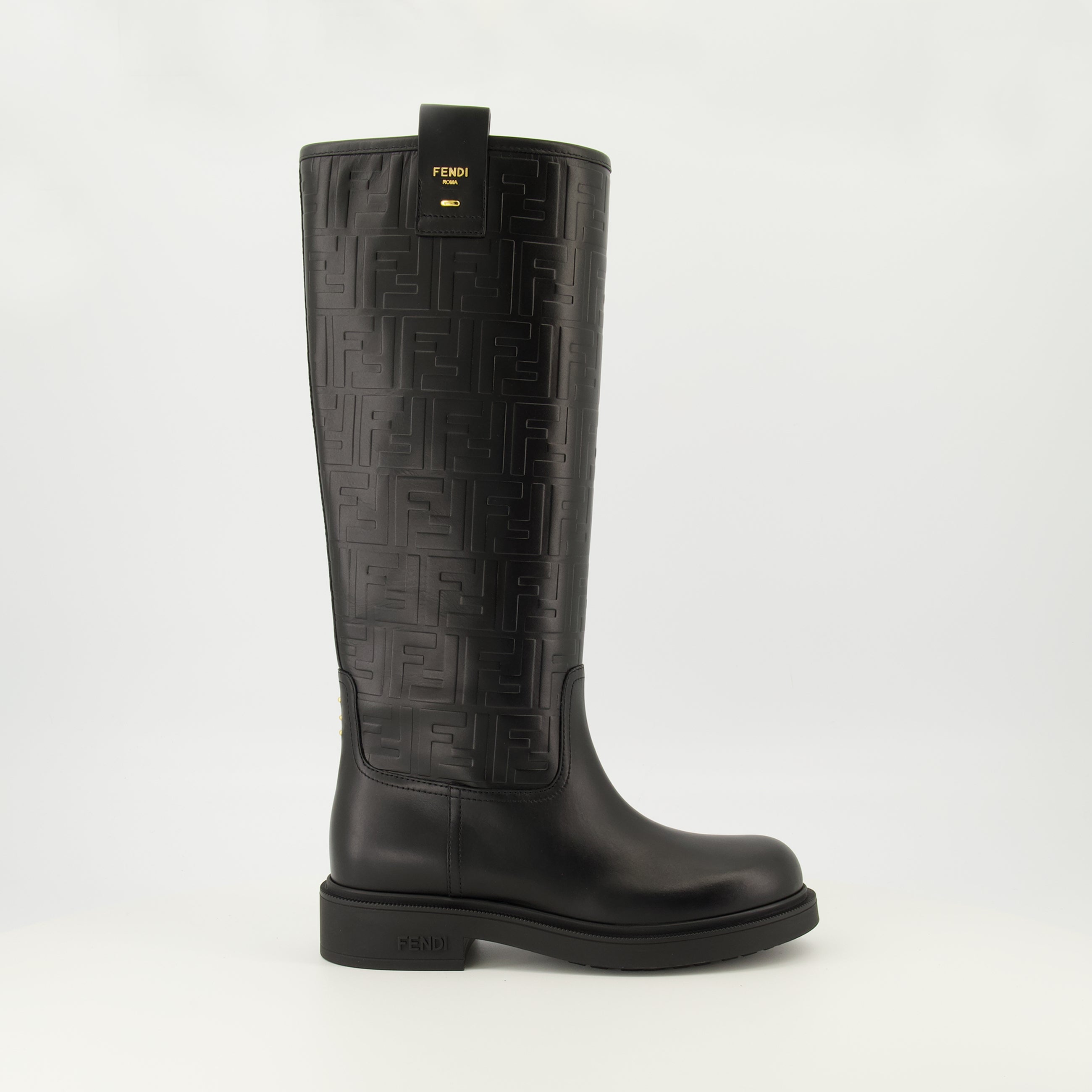 Image de l'article Bottes Filo en cuir noir de la marque Fendi pour Femme - Saison Automne-Hiver 2025 - Vue latérale droite